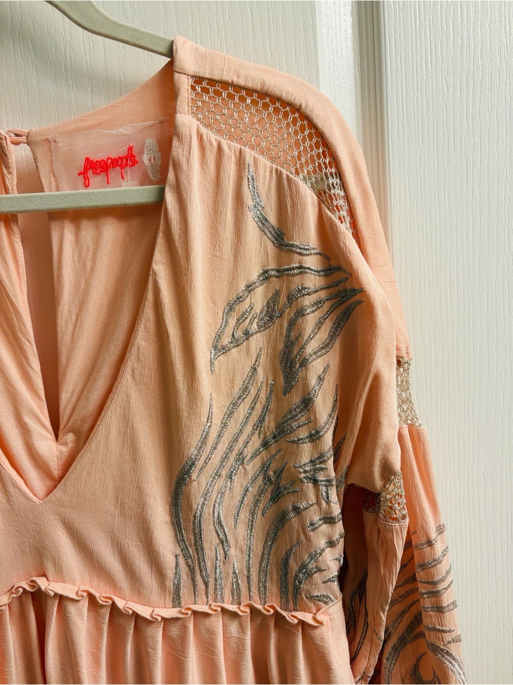 Free People Peach Tunic with Silver Swirl Accents- See Notes - Picture 3 of 7